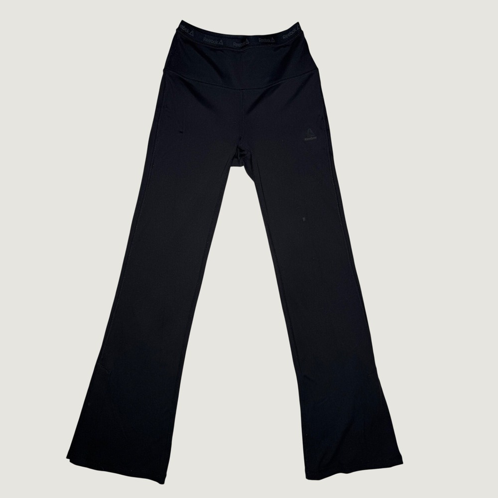 Reebok Womens Black High Waisted Flare Leg Yoga Pants Athletic Leggings XS